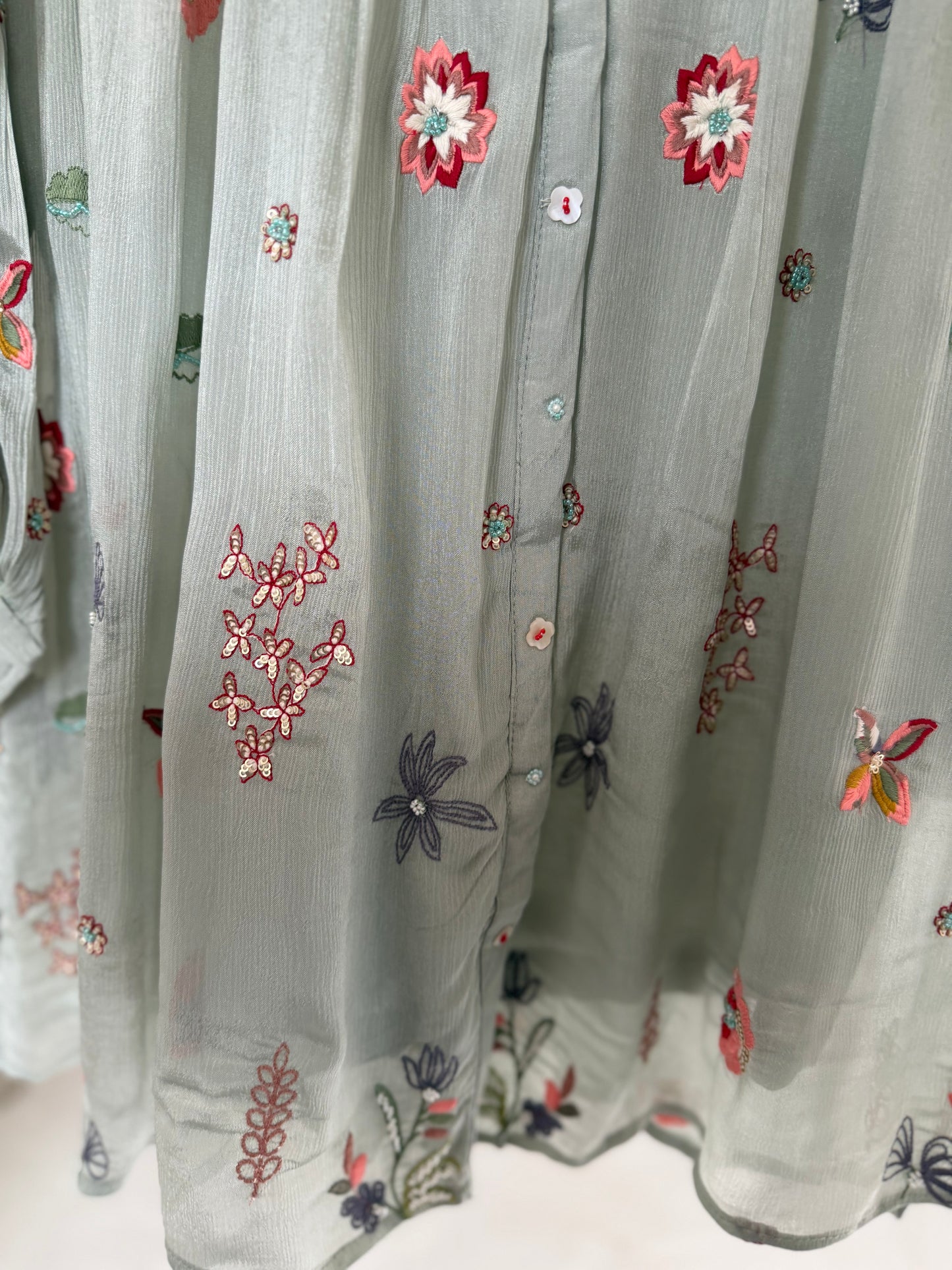 K085 - Pure Chinnon handwork floral coord set in 2 colours