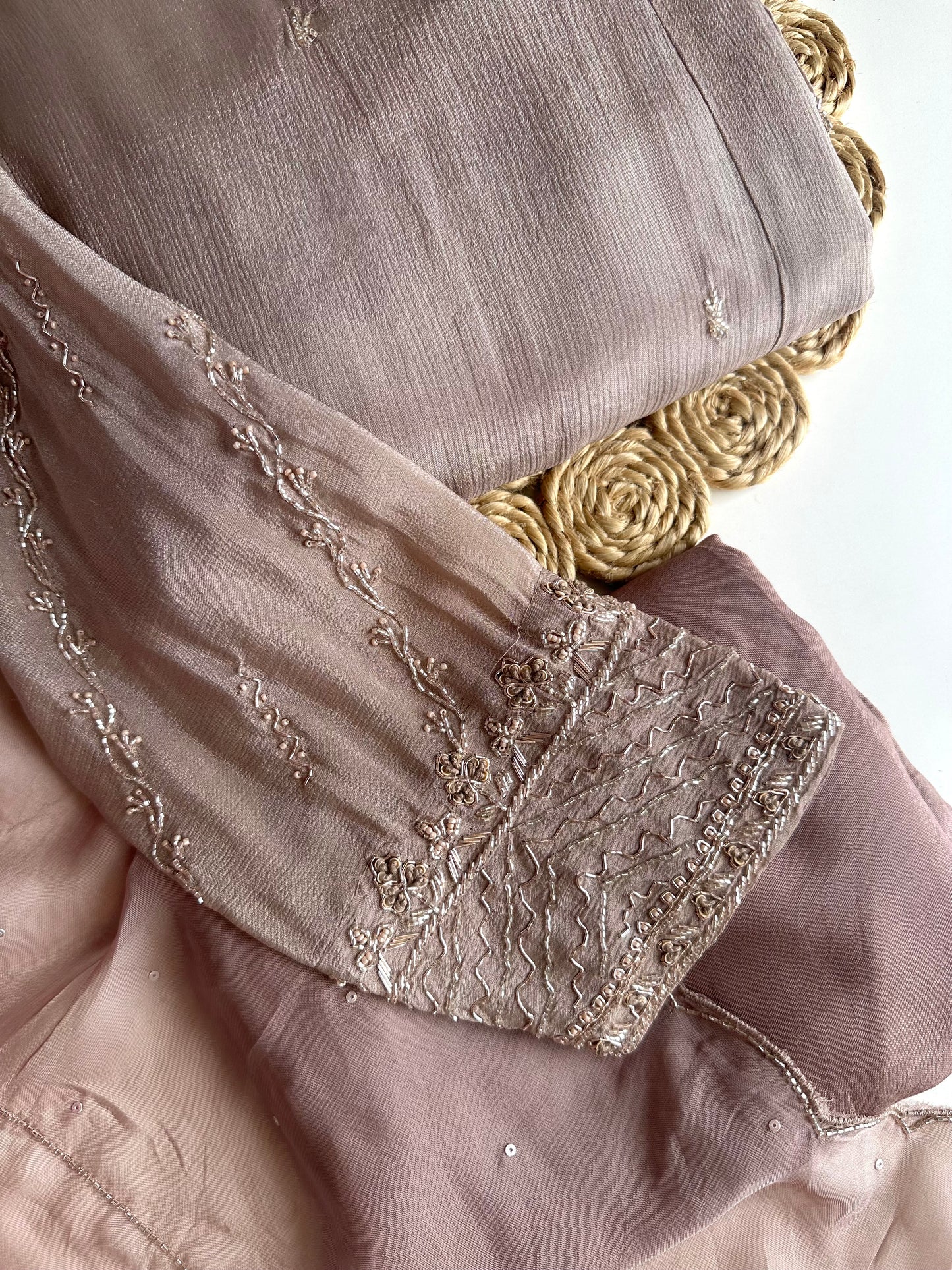 K488 - Pure Chinnon Handwork Anarkali with pants and dupatta