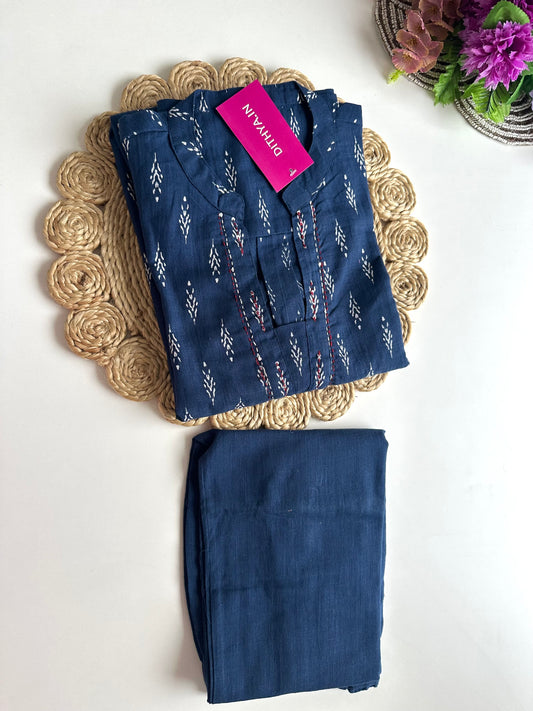 K392 - Cotton printed straight Kurti with pants