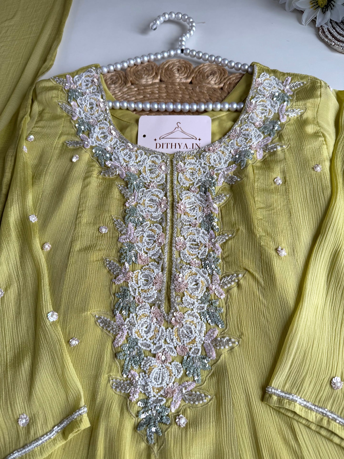 K620 - Pure Chinnon handwork Anarkali with pants and dupatta