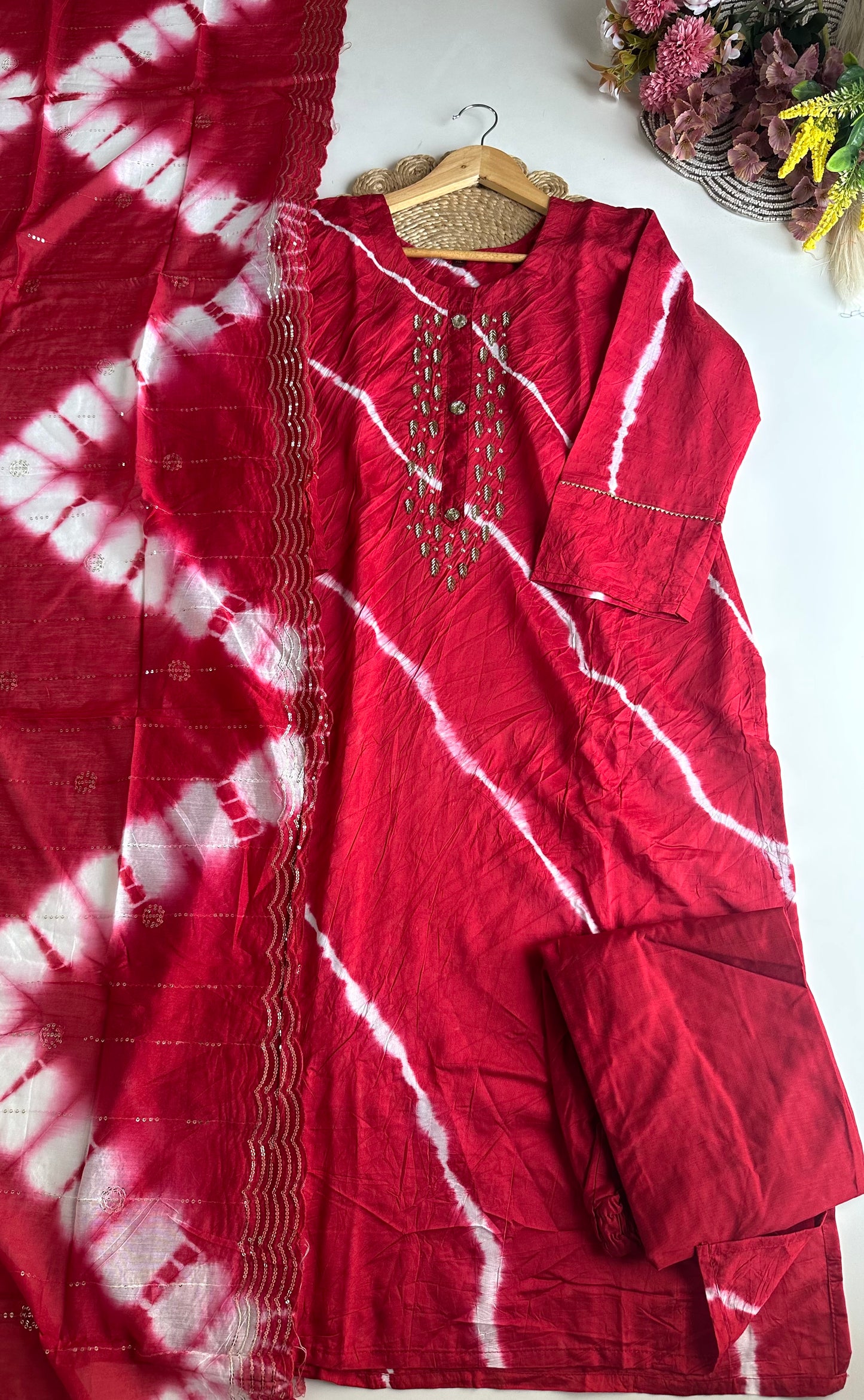 D434 - Roman silk straight kurti with pants and dupatta