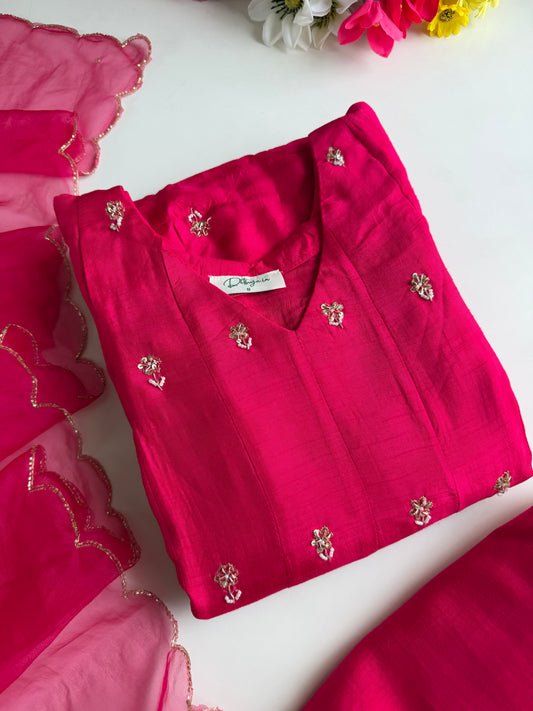 K180 - Russian silk handwork Anarkali with pants and dupatta