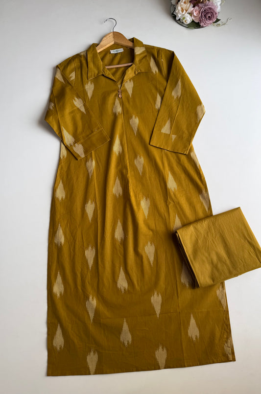 K503 - Cotton embroidered Aline Kurti with pants in 2 colours
