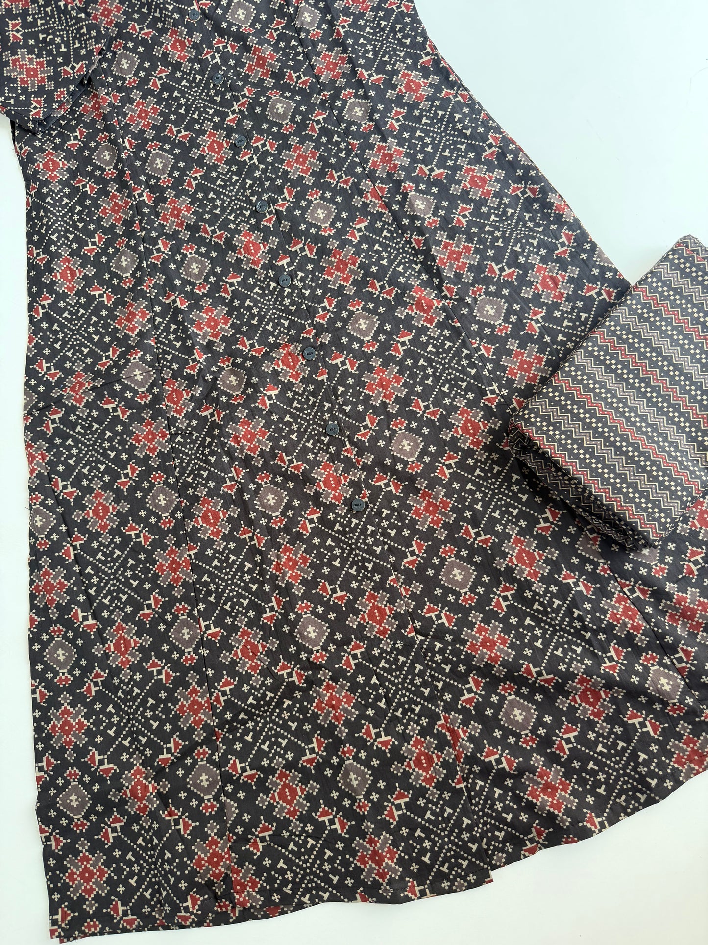 K524 - Mul cotton printed aline Kurti with pants