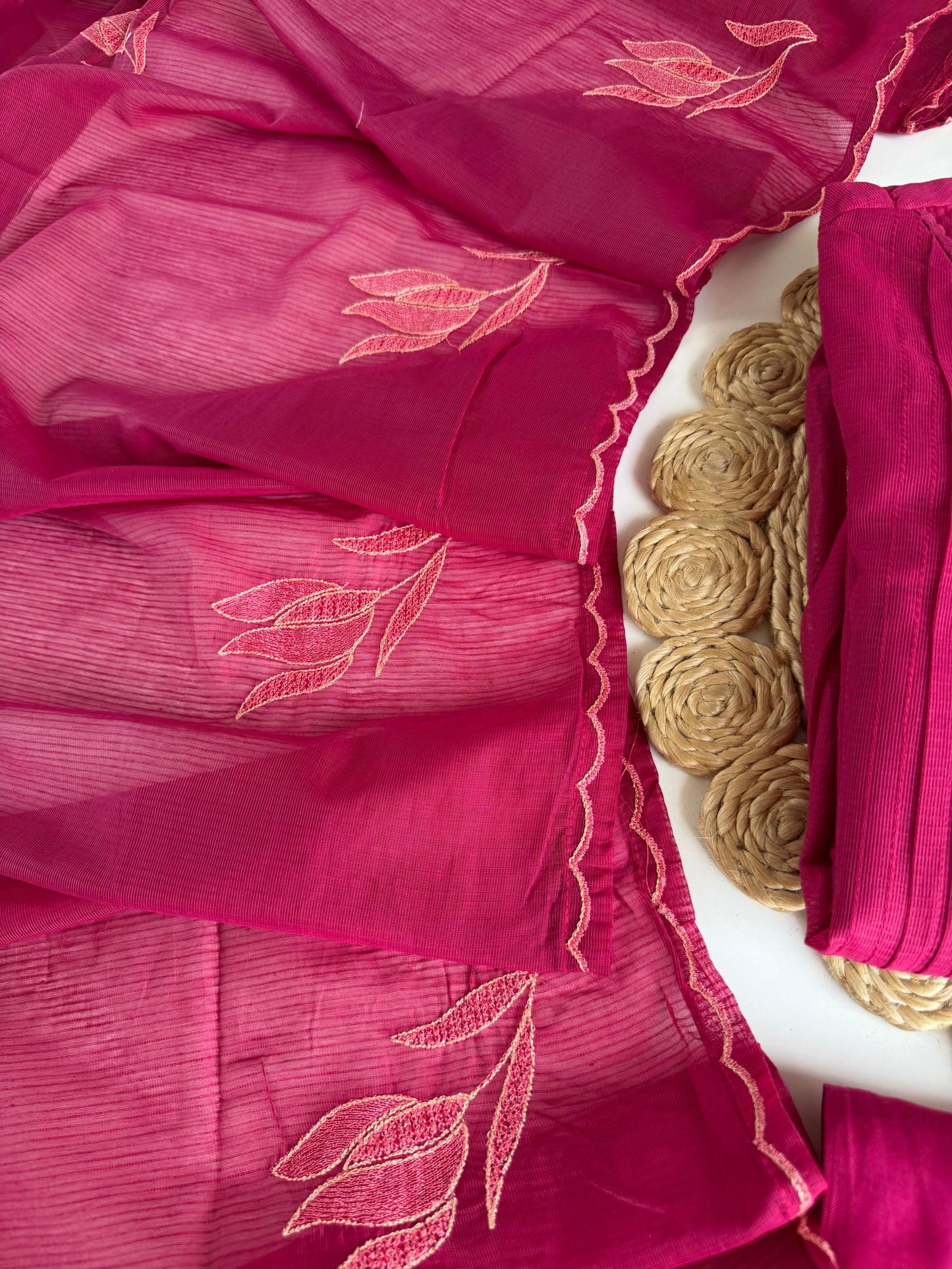 K127 - Kota doriya embroidered Anarkali with pants and dupatta in 2 colours