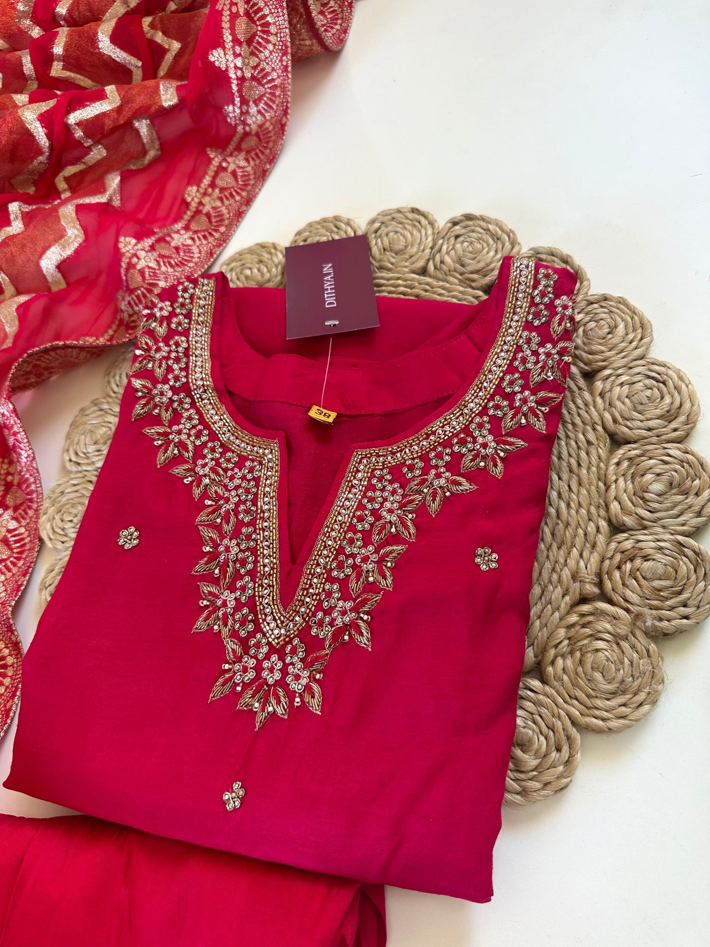 K035 - Russian silk kurti with pants and dupatta