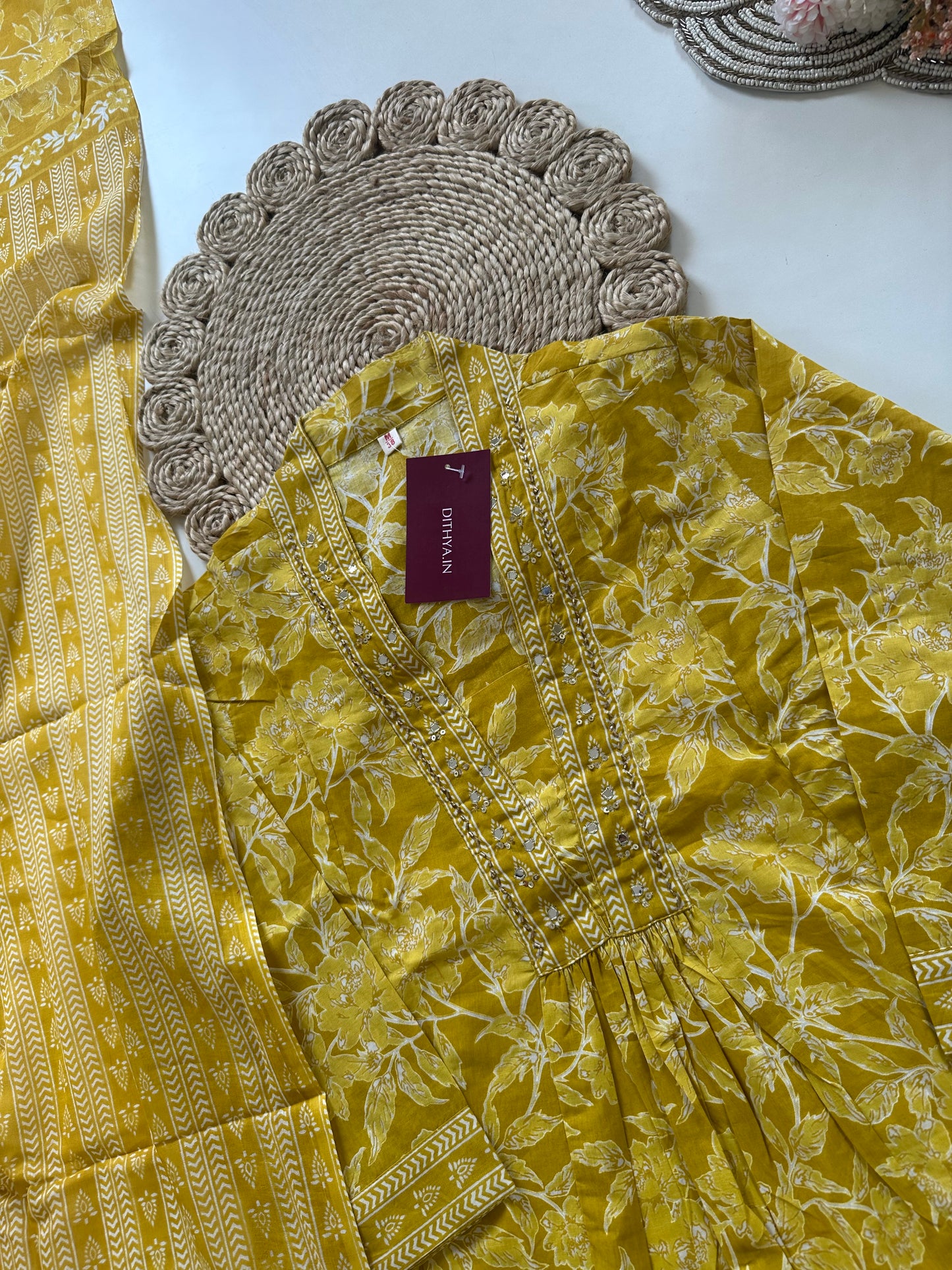 K343 - Cotton printed Anarkali with pants and dupatta.