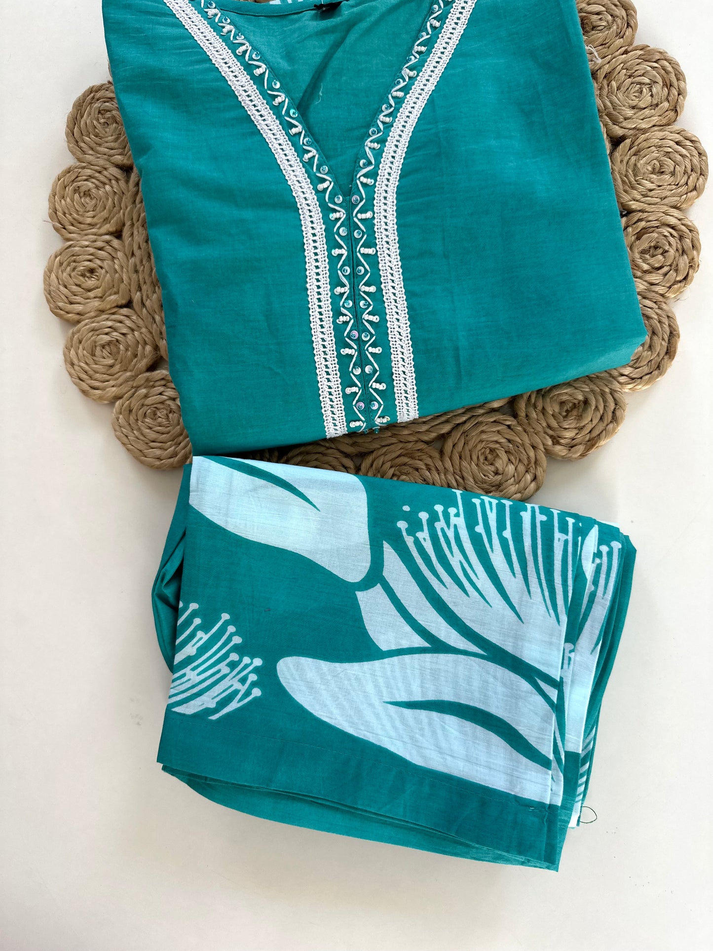 K401 - Cotton printed Aline Kurti with pants