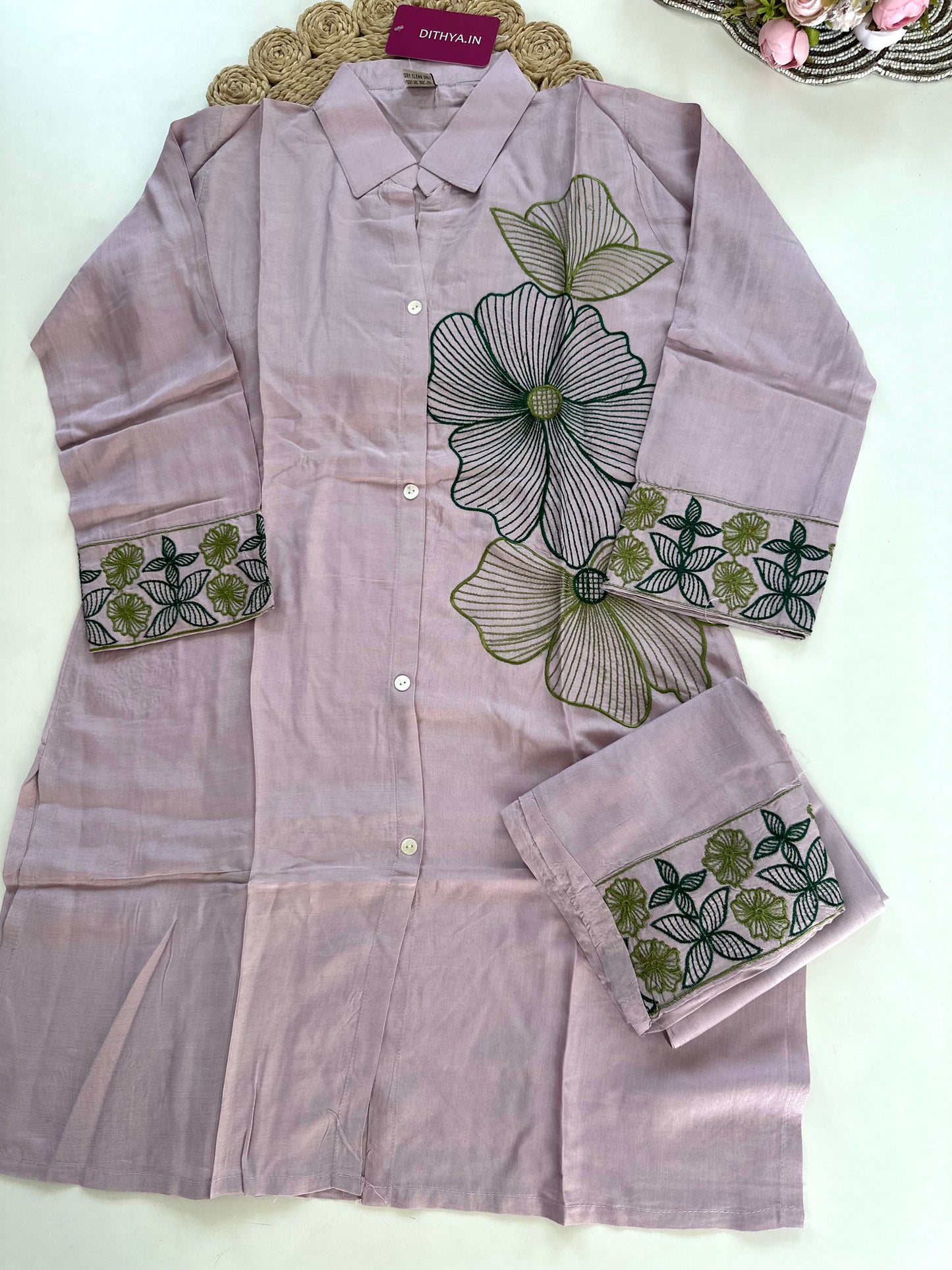 K416 - Muslin embroidered coord set