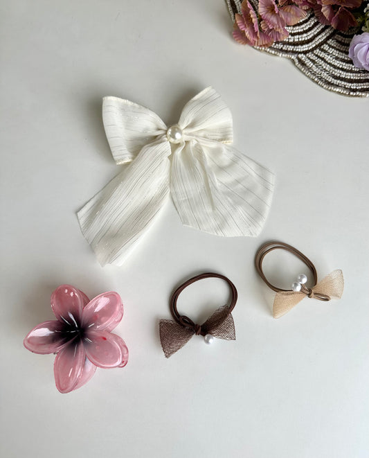 A030 - combo - 2 hair band , Hair clutch & bow clip