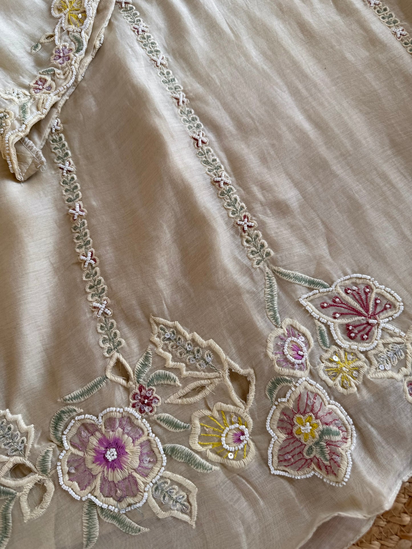 K353 - Premium Mul chanderi handwork coord set