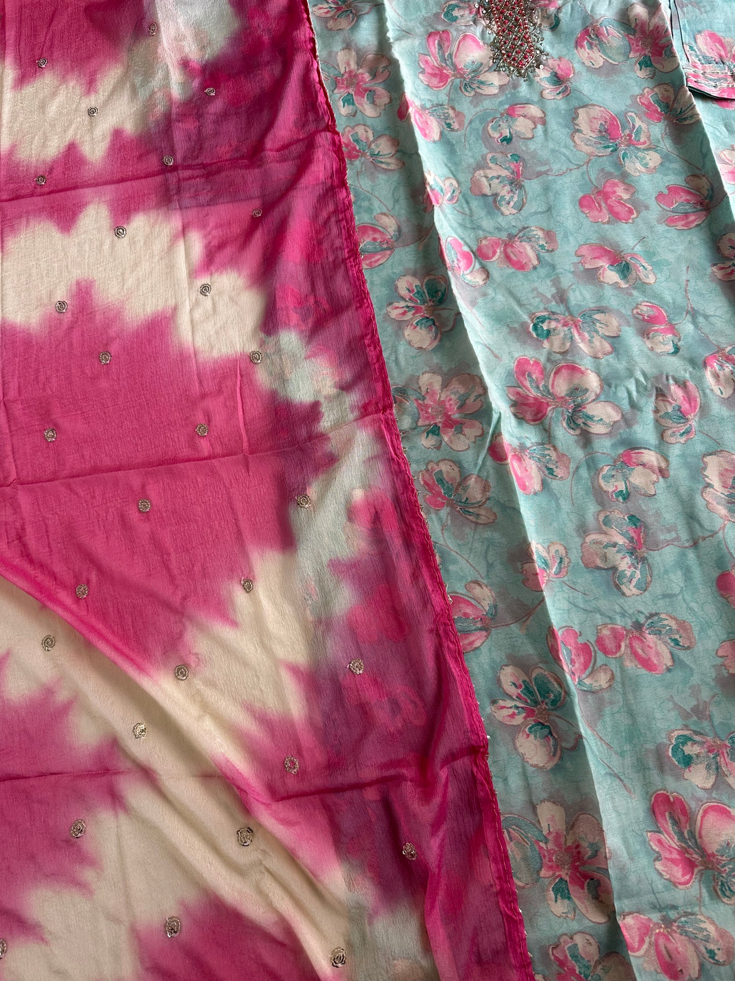 D329- Roman silk straight kurti with pants and dupatta