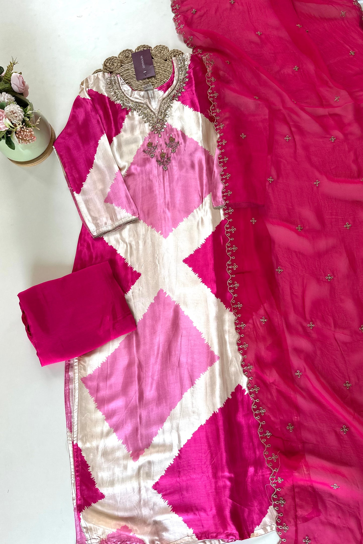 K145 - Gaji silk kurti with pants and dupatta