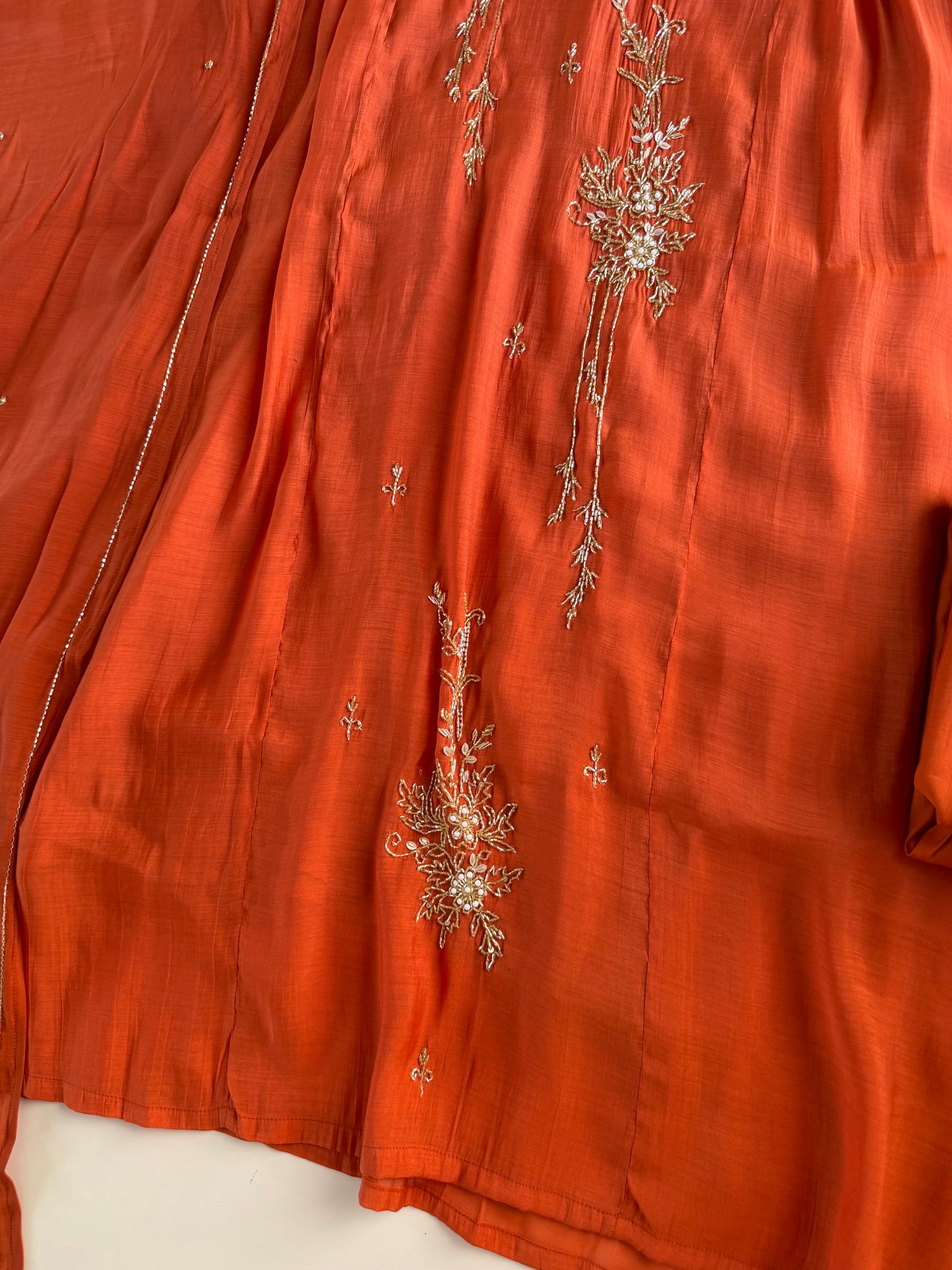 K575 - Surat Mul chanderi handwork Anarkali with pants and dupatta