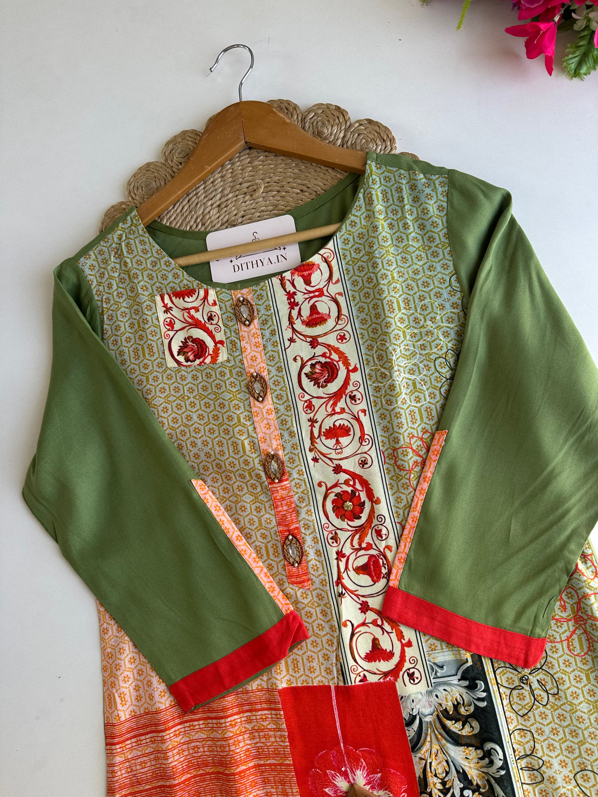 D628-Muslin straight Kurti