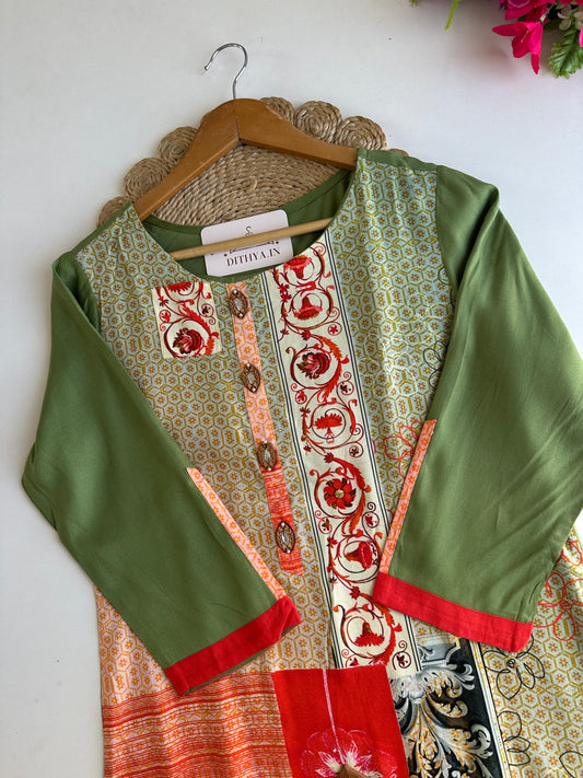 D628-Muslin straight Kurti