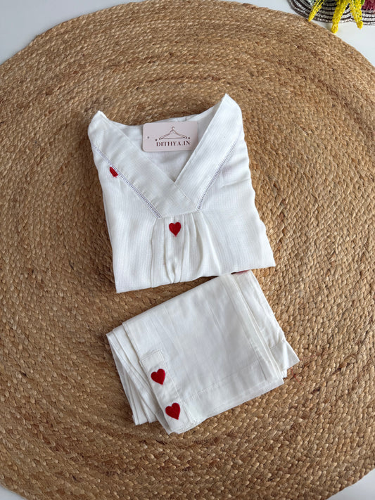 K704 - Mul cotton embroidered Aline Kurti with pants