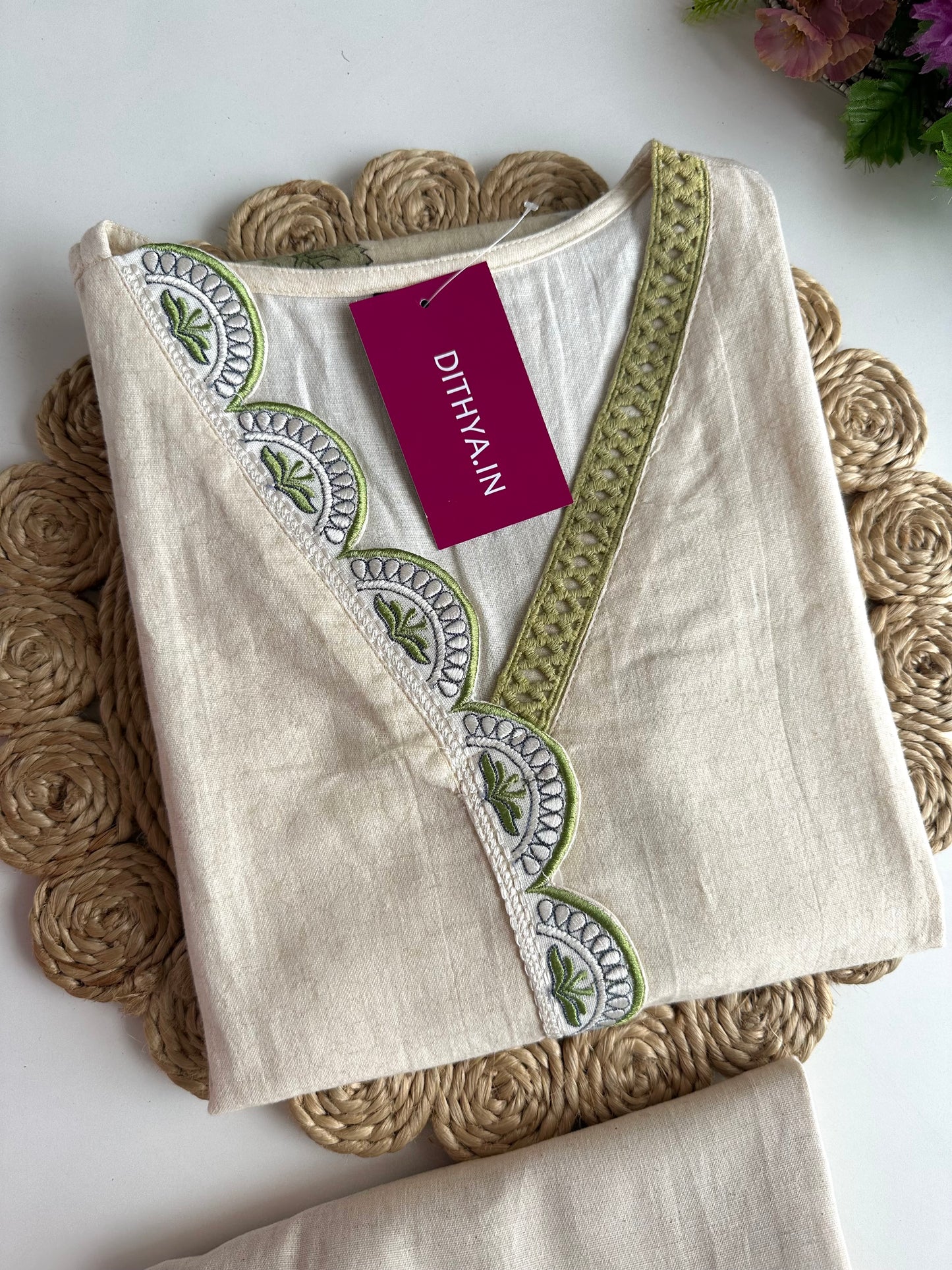 K403 - Linen cotton straight Kurti with pants