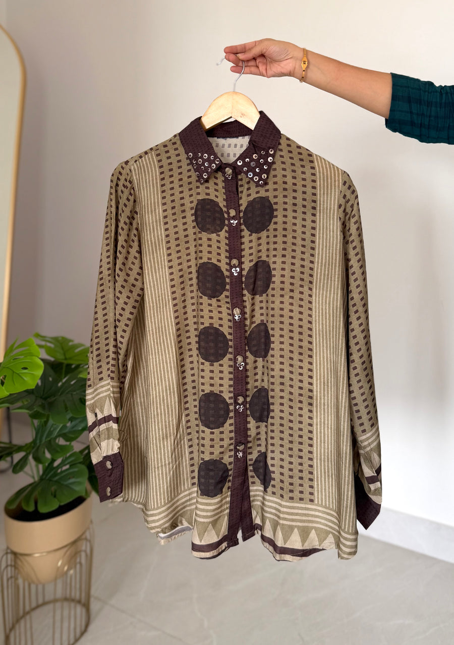 K400 - Pure crape Ajrakh shirt