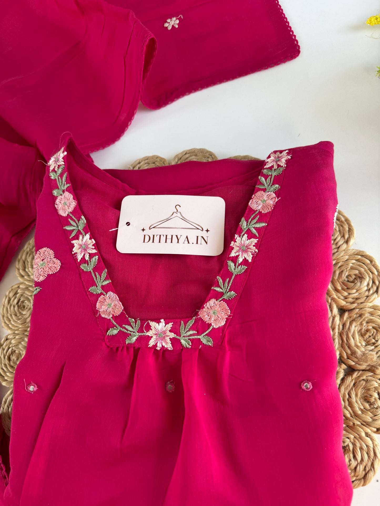 K601 - Mul Cotton embroidered anarkali with pants and dupatta