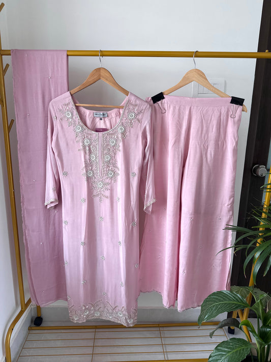 K346 - Chinnon handwork Kurti with palazzo and dupatta