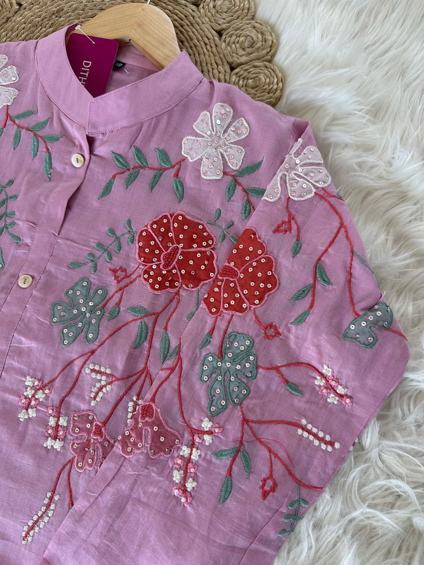 K437 - Cotton embroidered coord set in 2 colours