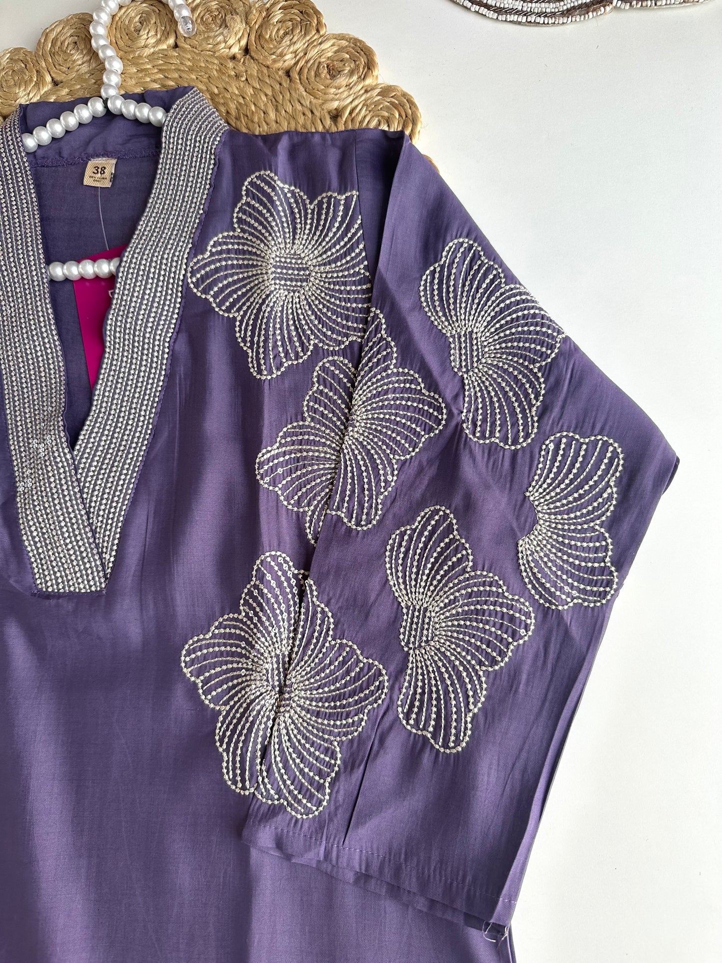 K105 - Roman silk Embroidered straight kurti with pants and dupatta