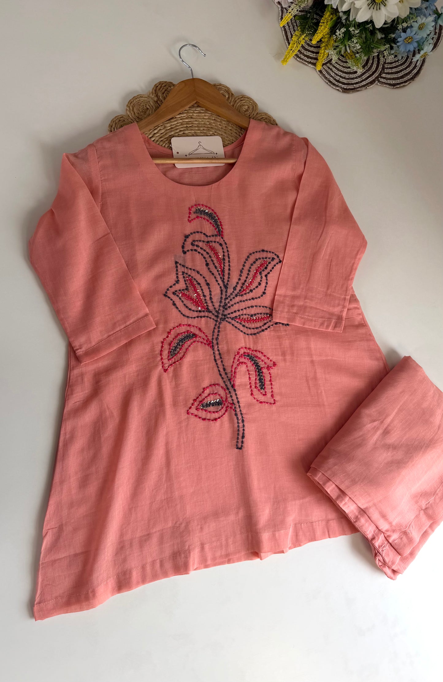 K673 - Mul cotton embroidered coord set