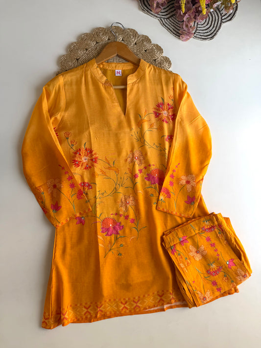 K423 - Muslin silk printed coord set