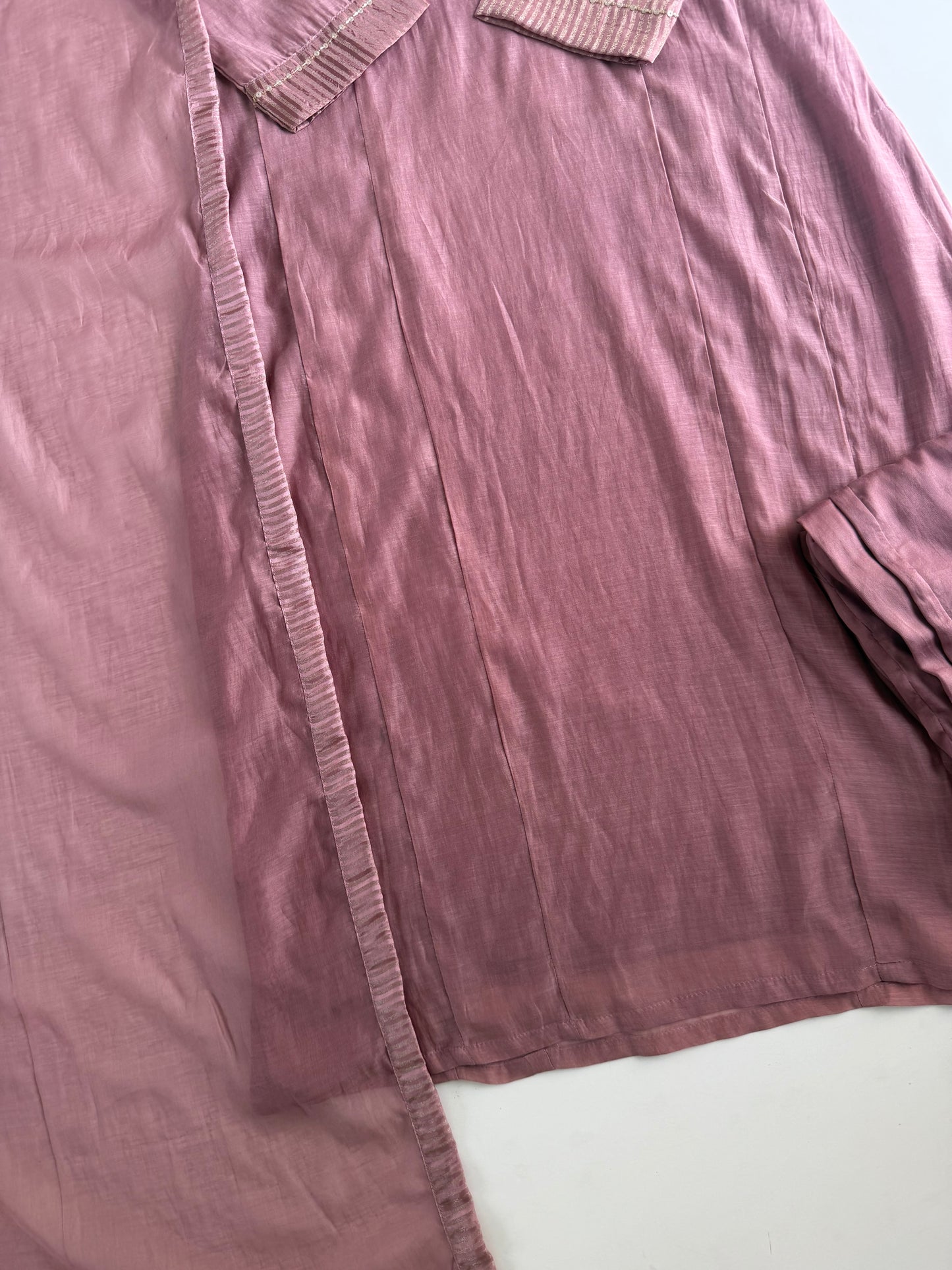 K166 - Mul chanderi zari Aline Kurti with pants and dupatta