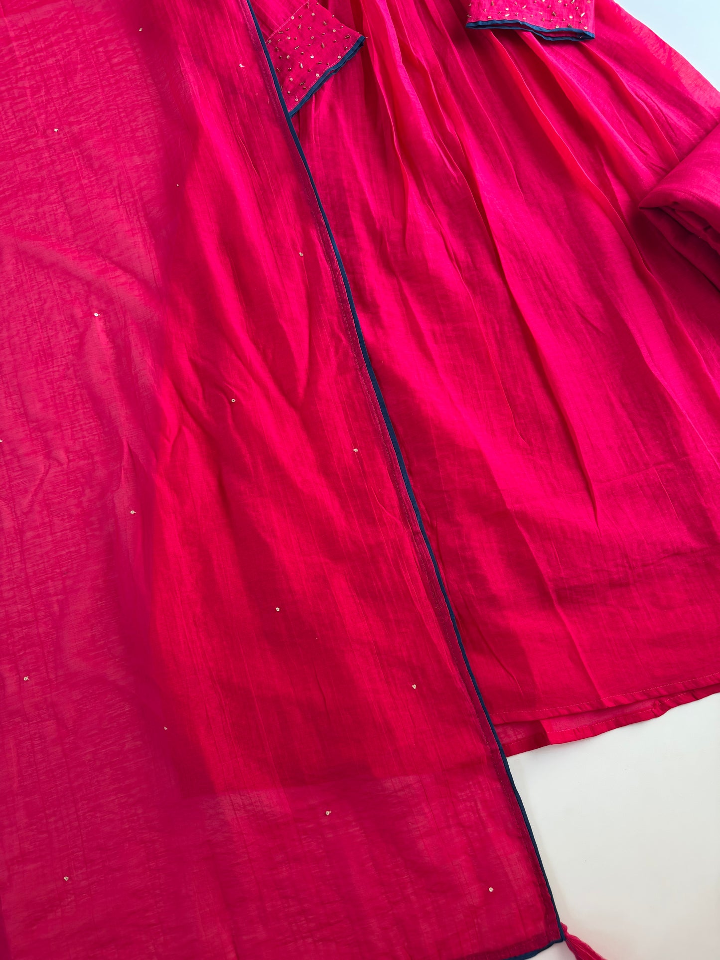 K545 - Surat crushed Mul chanderi handwork Anarkali with pants and dupatta