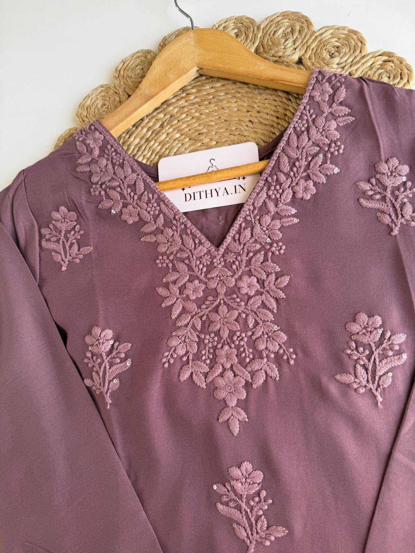 K709 - Muslin embroidered straight Kurti with pants