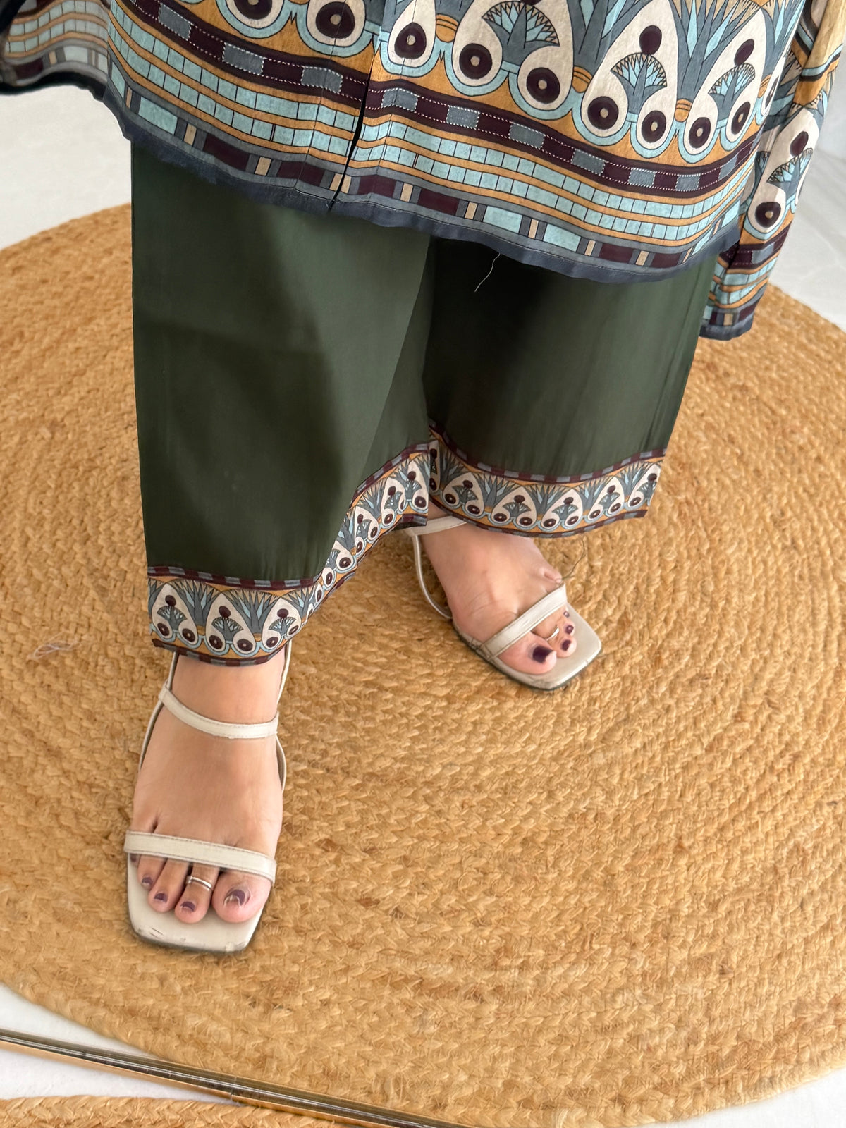 K097 - Pure Crape Ajrakh kaftan with pants