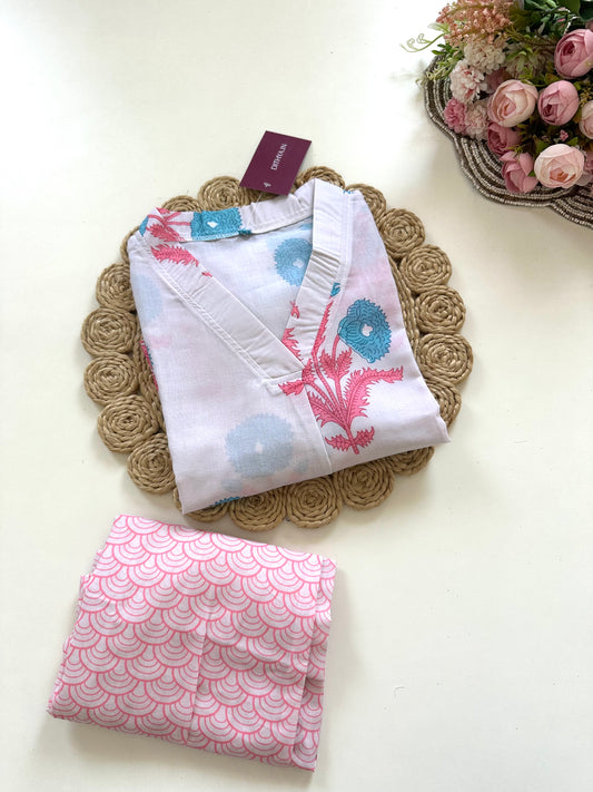 K057 - Cotton Floral Kurti with pants