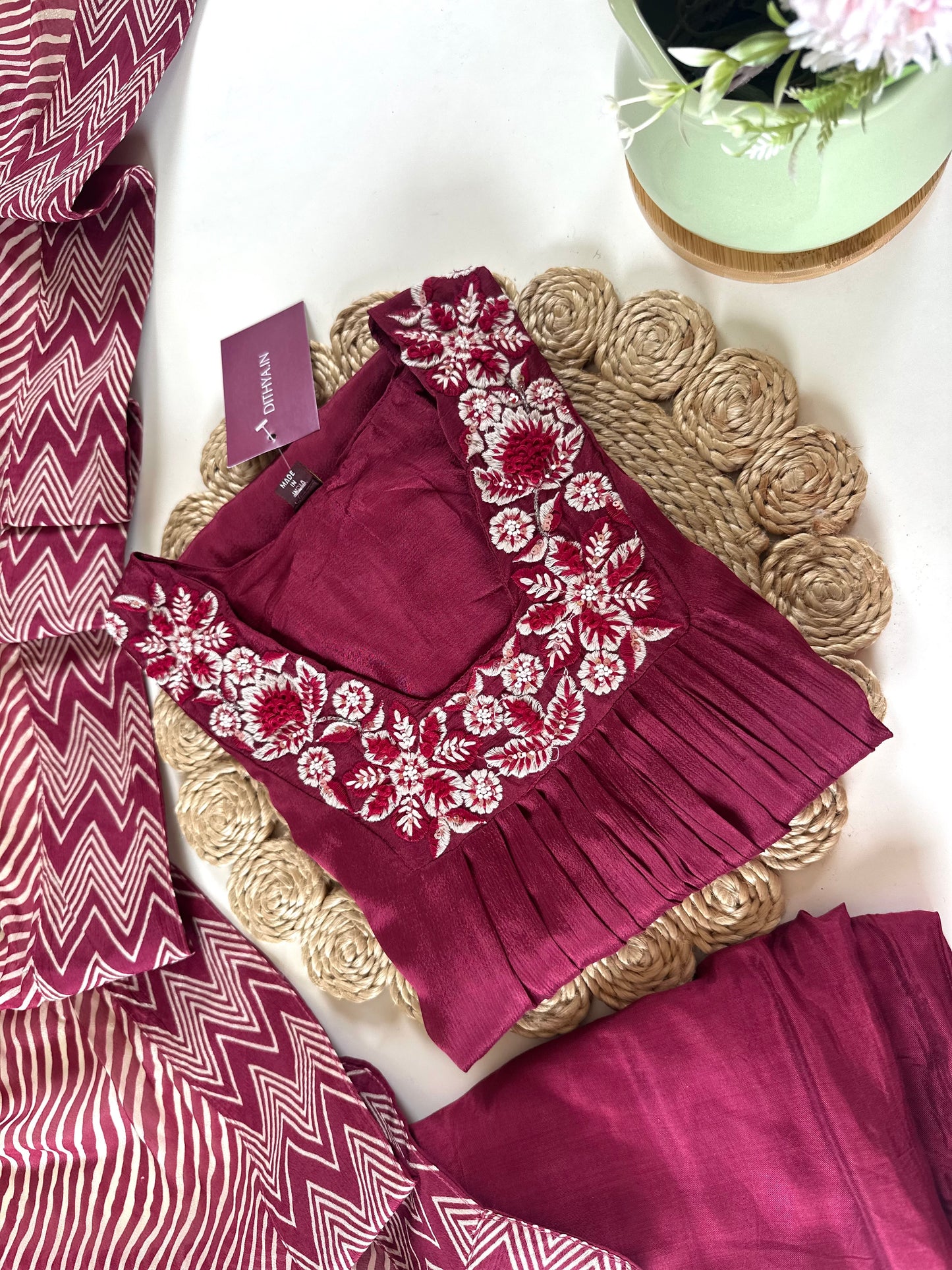 K259 - Chinnon Aline kurti with pants and dupatta