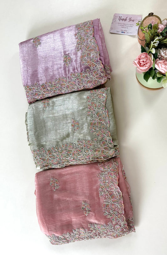 S003 - Jimmy organza saree in 3 colours.