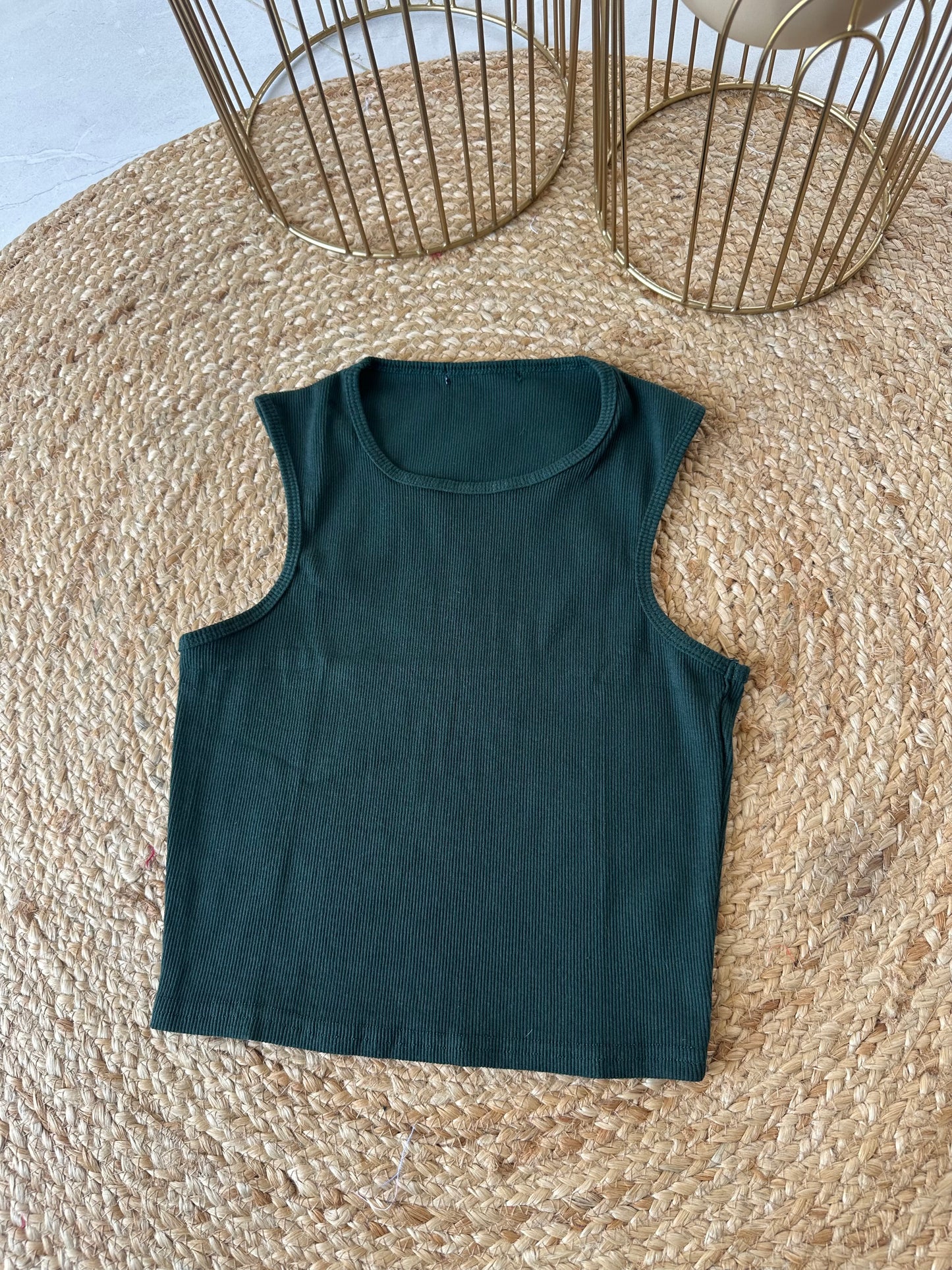 W007 - Stretchable Ribbed Tank top in 5 colours .