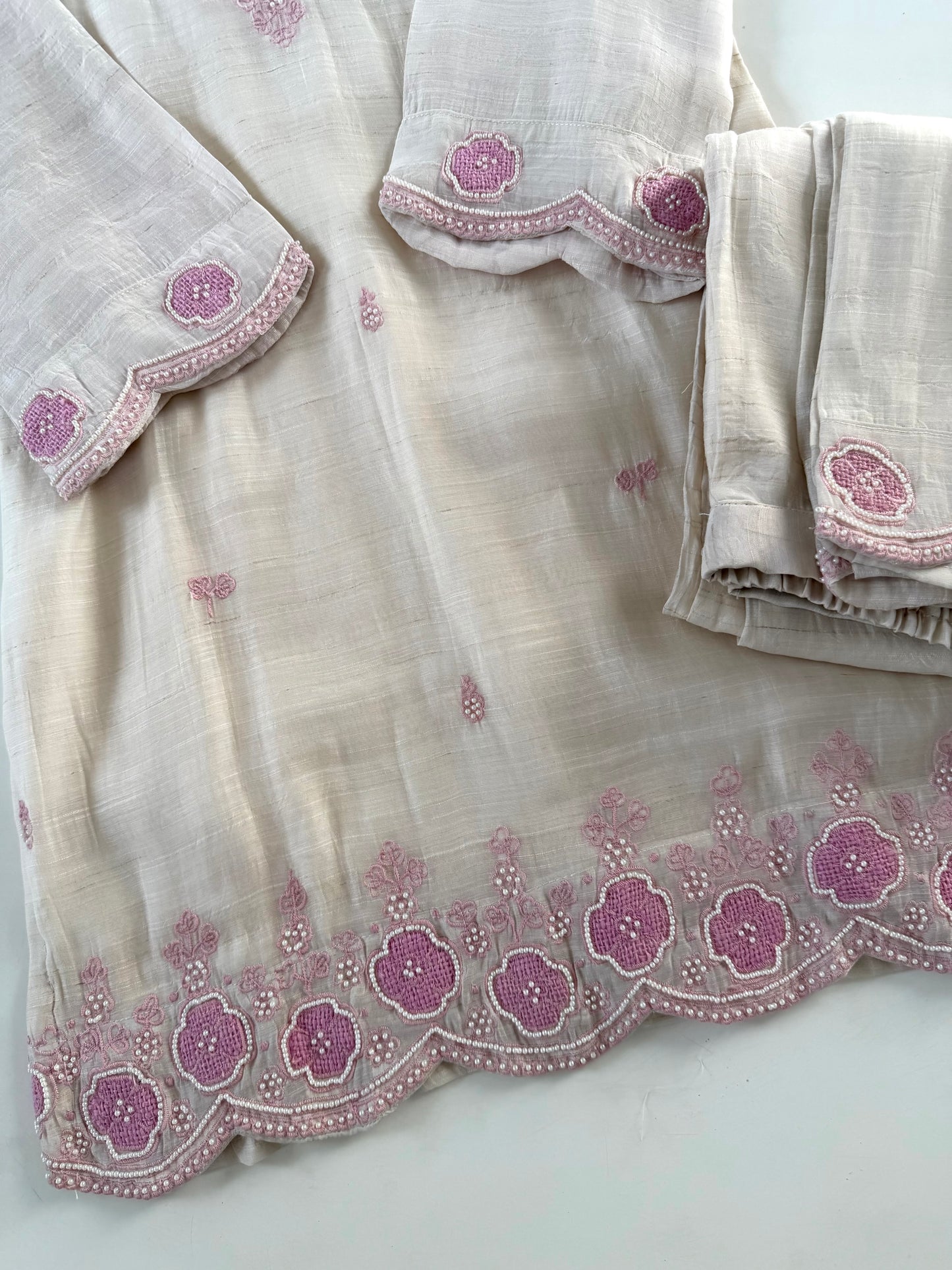 K479 - Pure linen cotton Handwork coord set