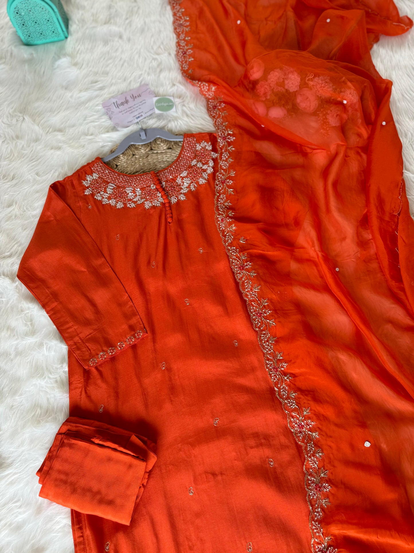 K191 - Russian silk kurti with pants and dupatta