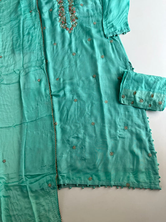D276 - Dola silk straight kurti with pants and dupatta