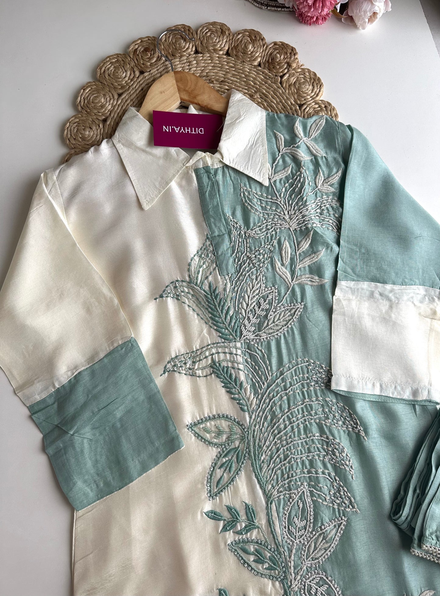 K427 - Handwork Russian silk coord set