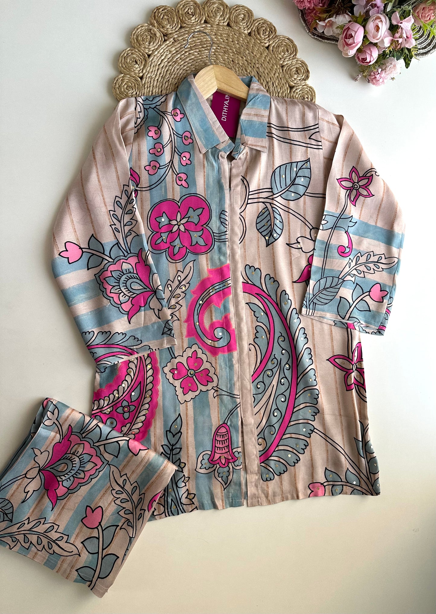 K385 - Muslin silk printed coord set