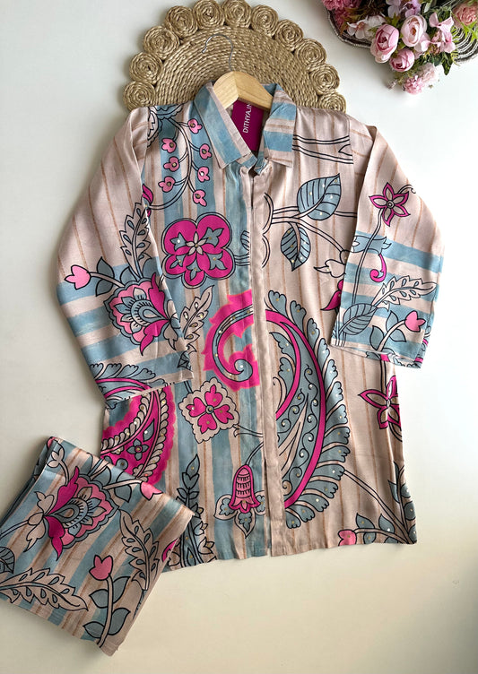 K385 - Muslin silk printed coord set