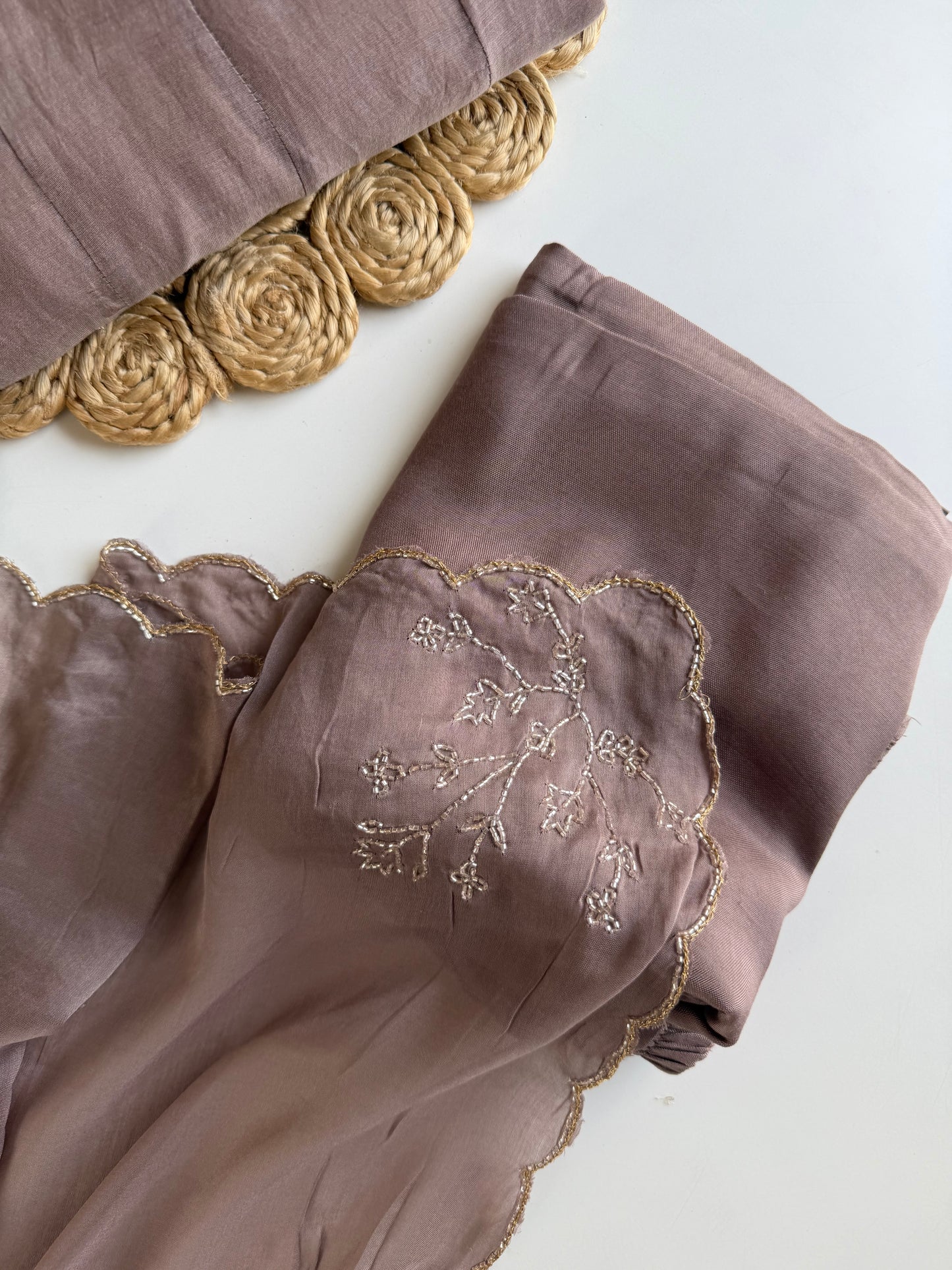 K305 - Mul chanderi handwork Anarkali with pants and dupatta
