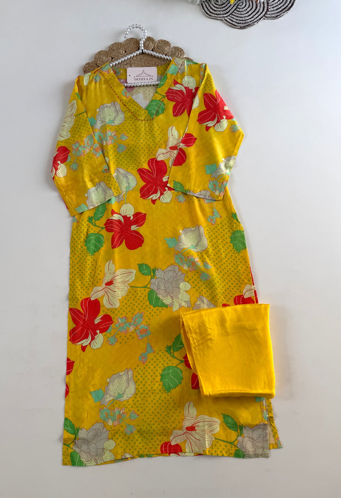 K138 - Muslin cotton printed straight Kurti with pants