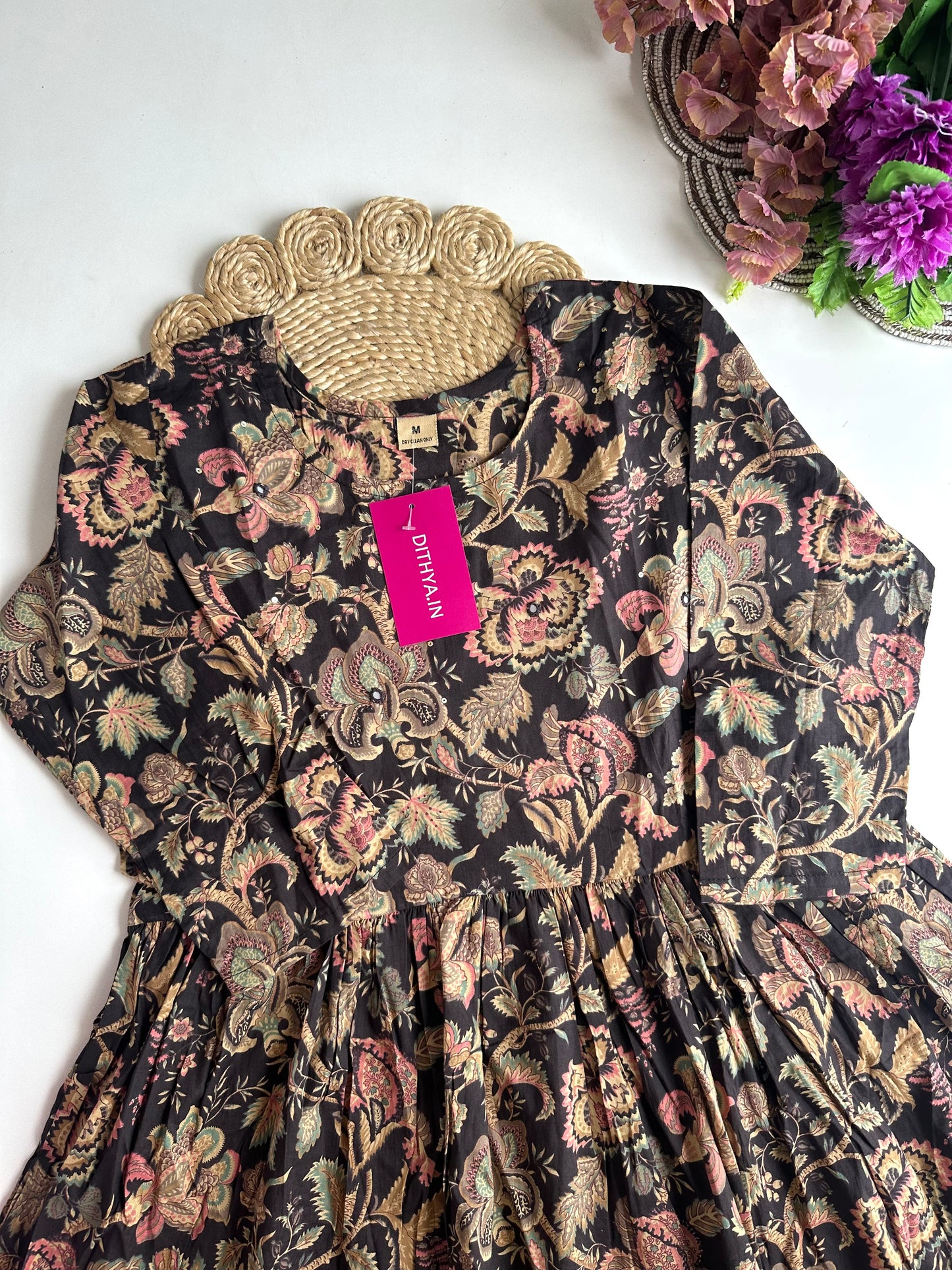 K347 - Cotton floral Anarkali in 3 colours