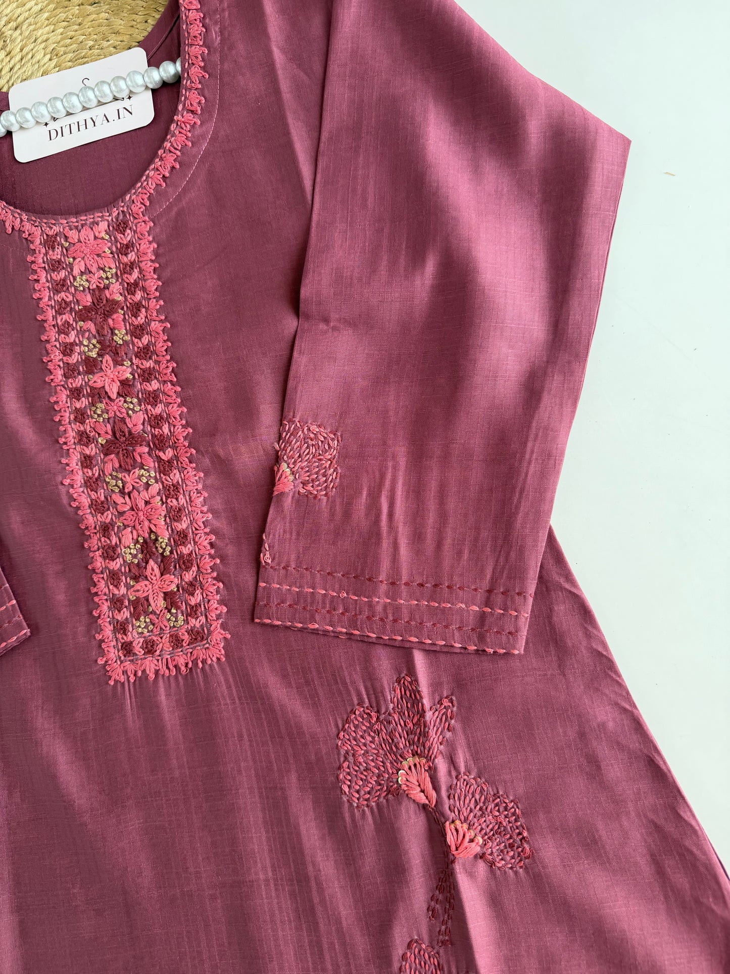 K018 - Mul muslin embroidered straight Kurti