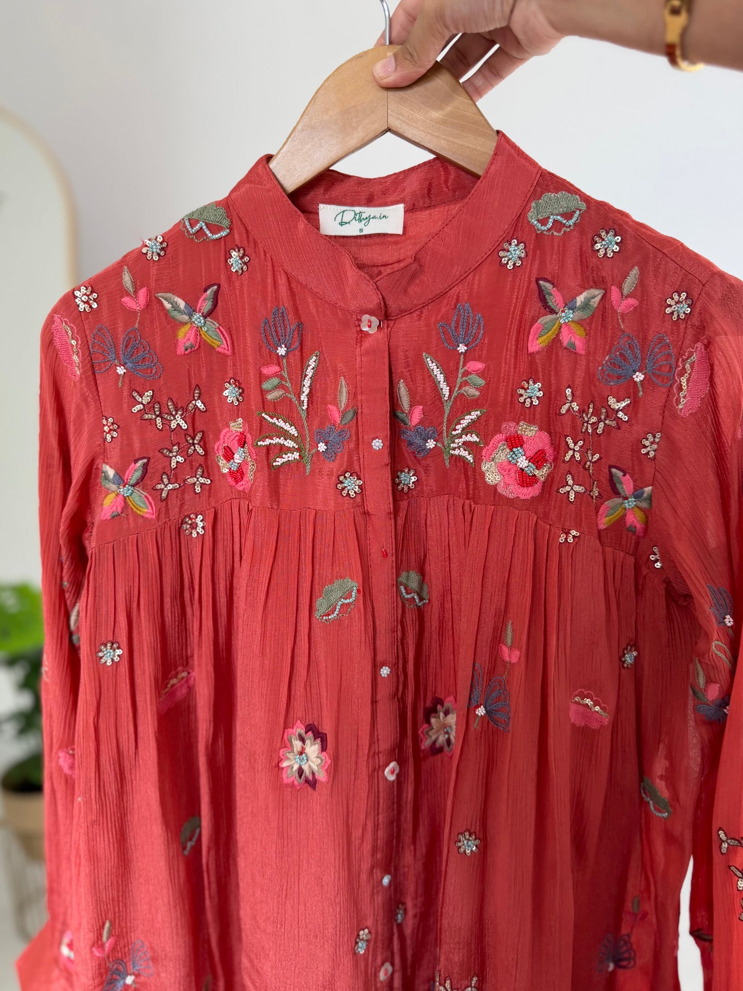 K085 - Pure Chinnon handwork floral coord set in 2 colours