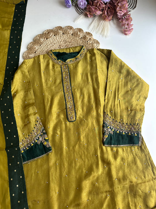 D247 - Dola silk straight kurti with Sharara and dupatta