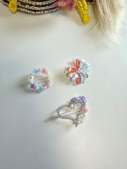 A049 - Set of 3 stone hair clips